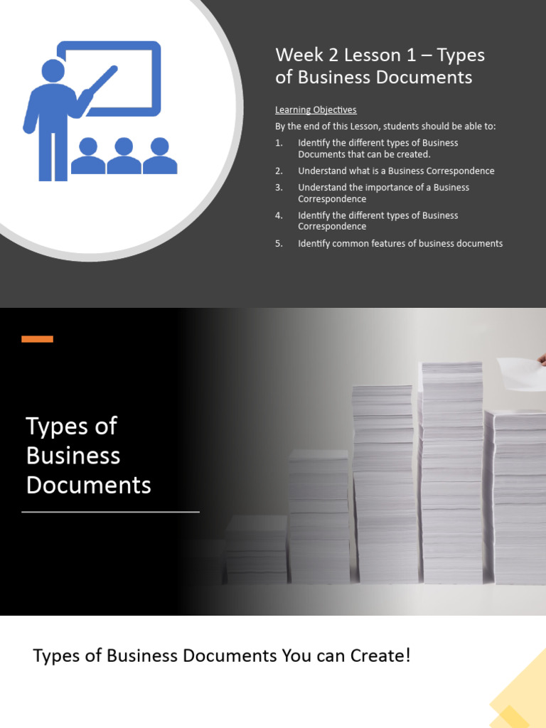 Week 2 Lesson 1 Types of Business Documents PDF