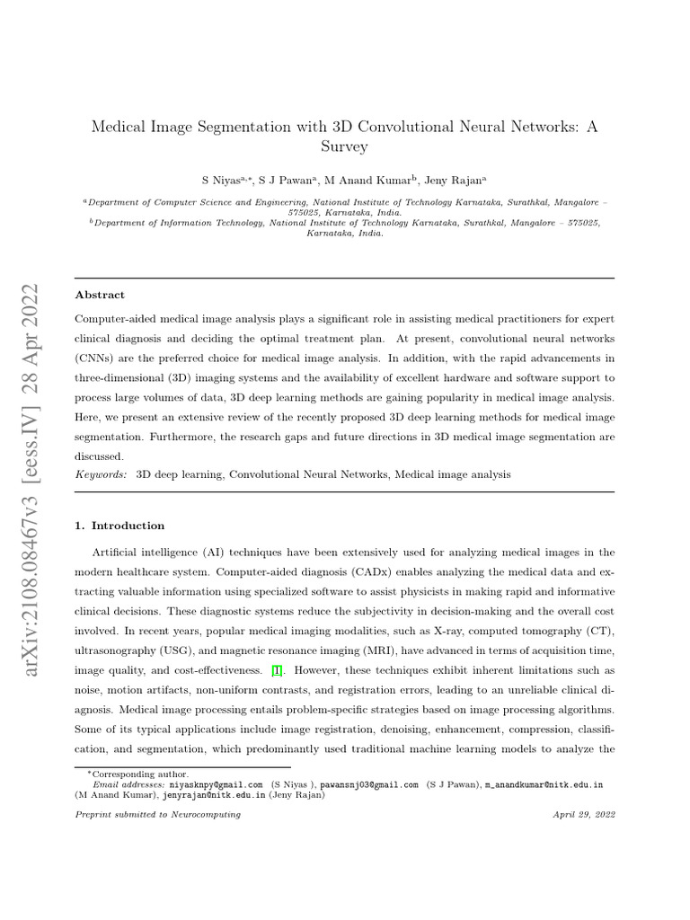 Medical Image Segmentation With 3D Convolutional Neural Networks: A ...