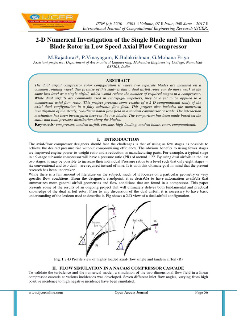 2-D Numerical Investigation of The Single Blade and Tandem Blade Rotor ...