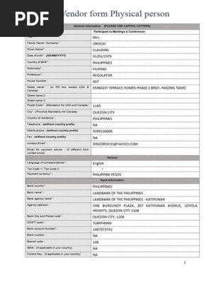 Vendor form