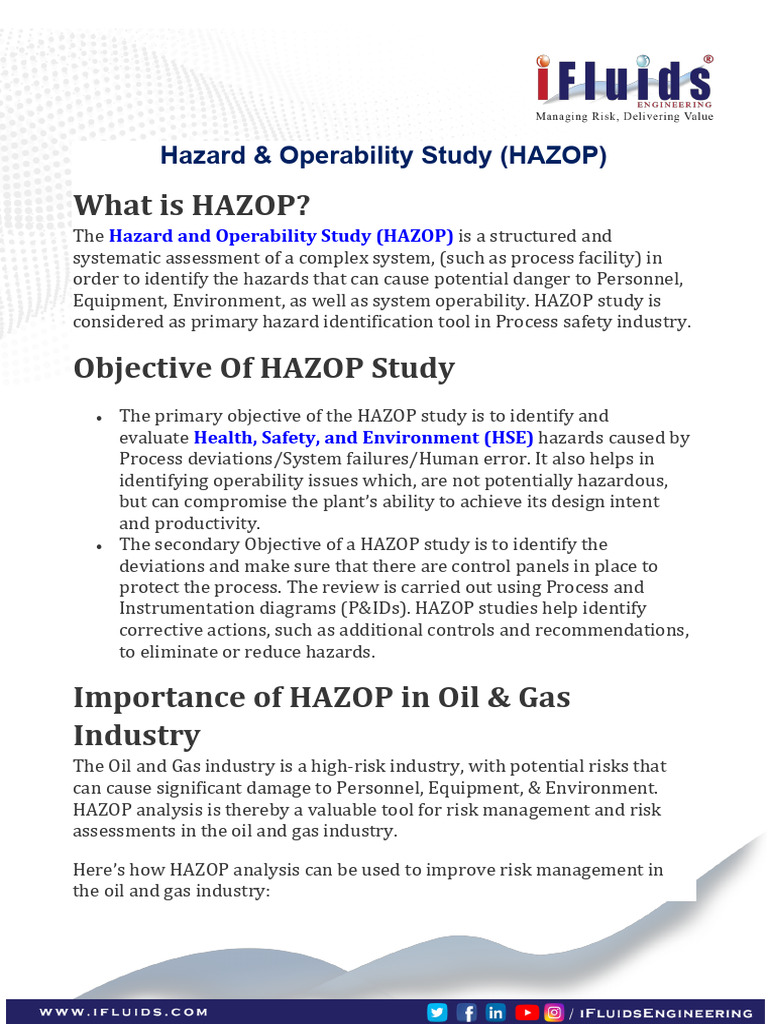 Hazard & Operability Study (HAZOP) | PDF | Risk | Systems Science