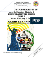 SCIENCE RESEARCH IV Fourth Quarter- Module 3 NON-PARAMETRIC TESTS PART 1 Mann Whitney U Test