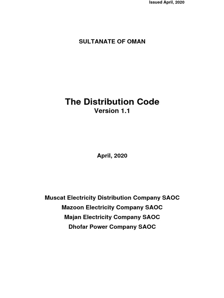 The Distribution Code Oman V1.12020 PDF