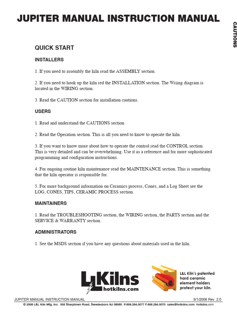 Jupiter Manual Version Manual 7111 PDF Thermocouple Fire