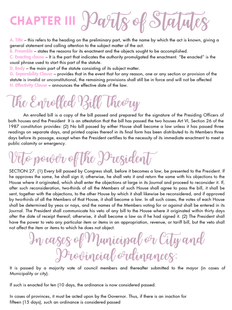 Parts of Statute PDF