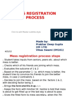 Mess Registration Process: Made By: Prakhar Deep Gupta (IM 174) Vikas Swami (IM161)