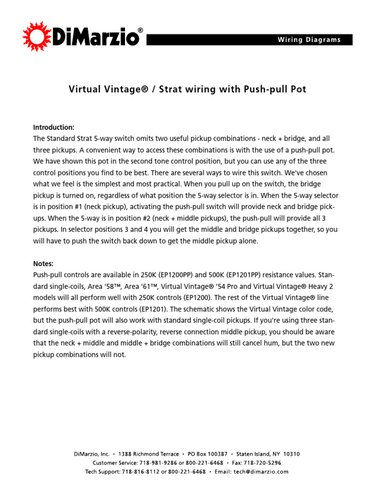 Virtual Vintage® / Strat Wiring With PushPull Pot PDF