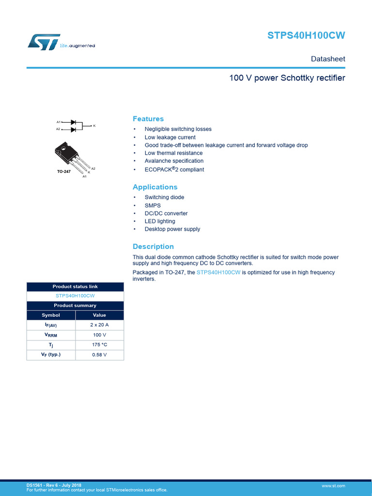 Stps 40 H 100 CW | PDF
