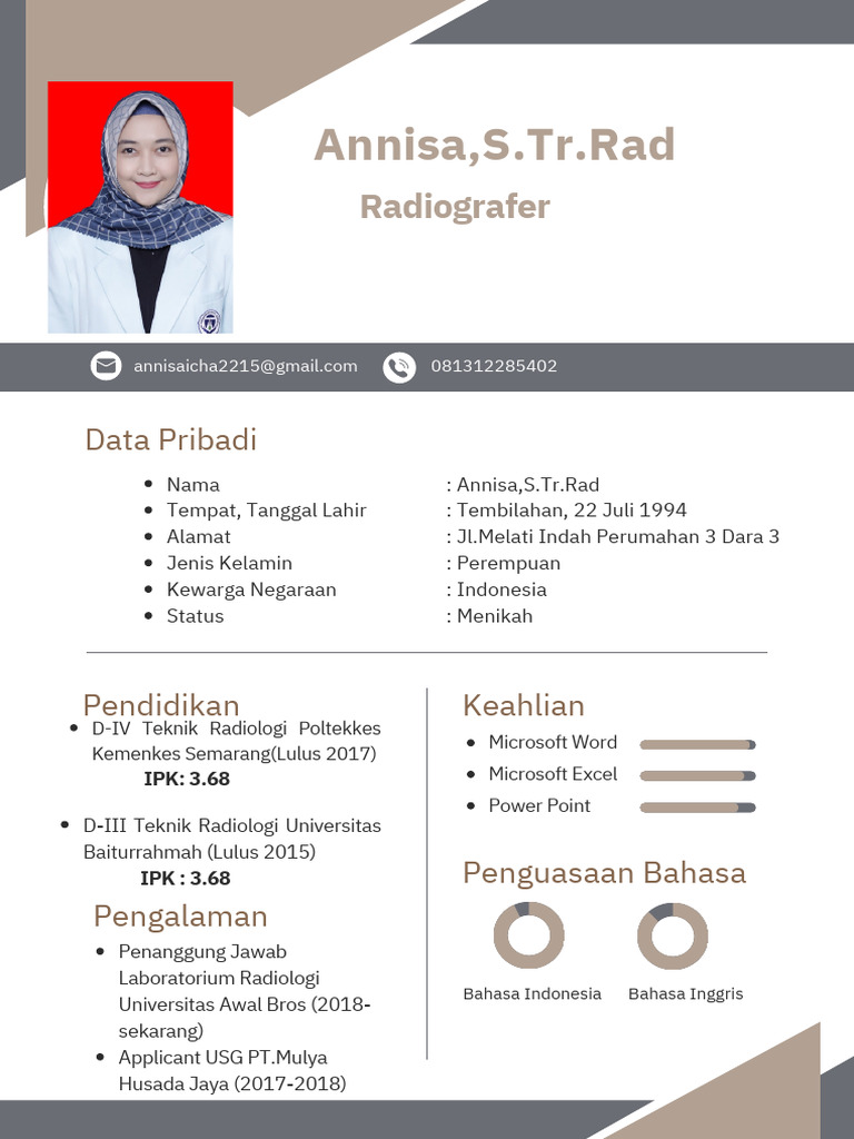 CV Radiografer Annisa S.Tr.Rad | PDF