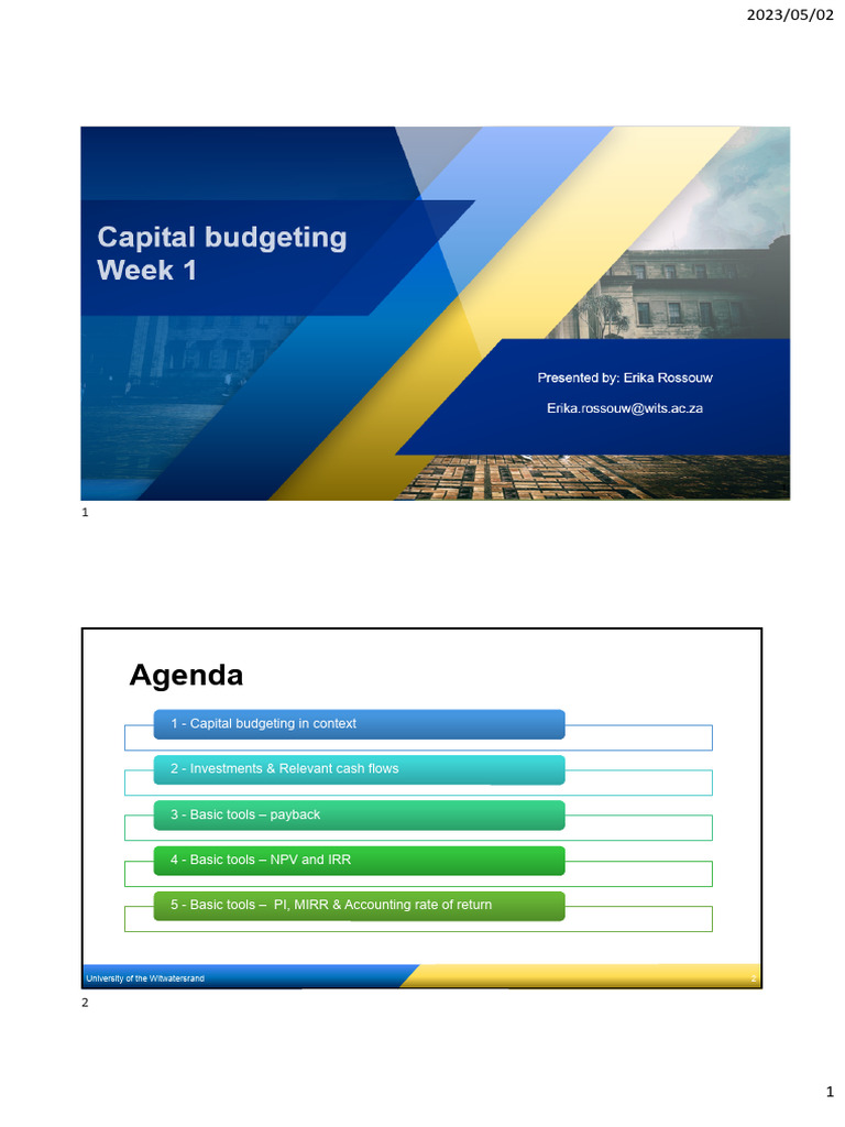 Capital+Budgeting+Week+1+ +slides | PDF
