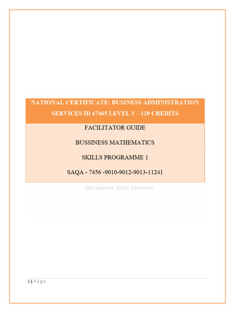SAQA - 7456 -9010-9012-9013-11241- FACILITATOR GUIDE | PDF