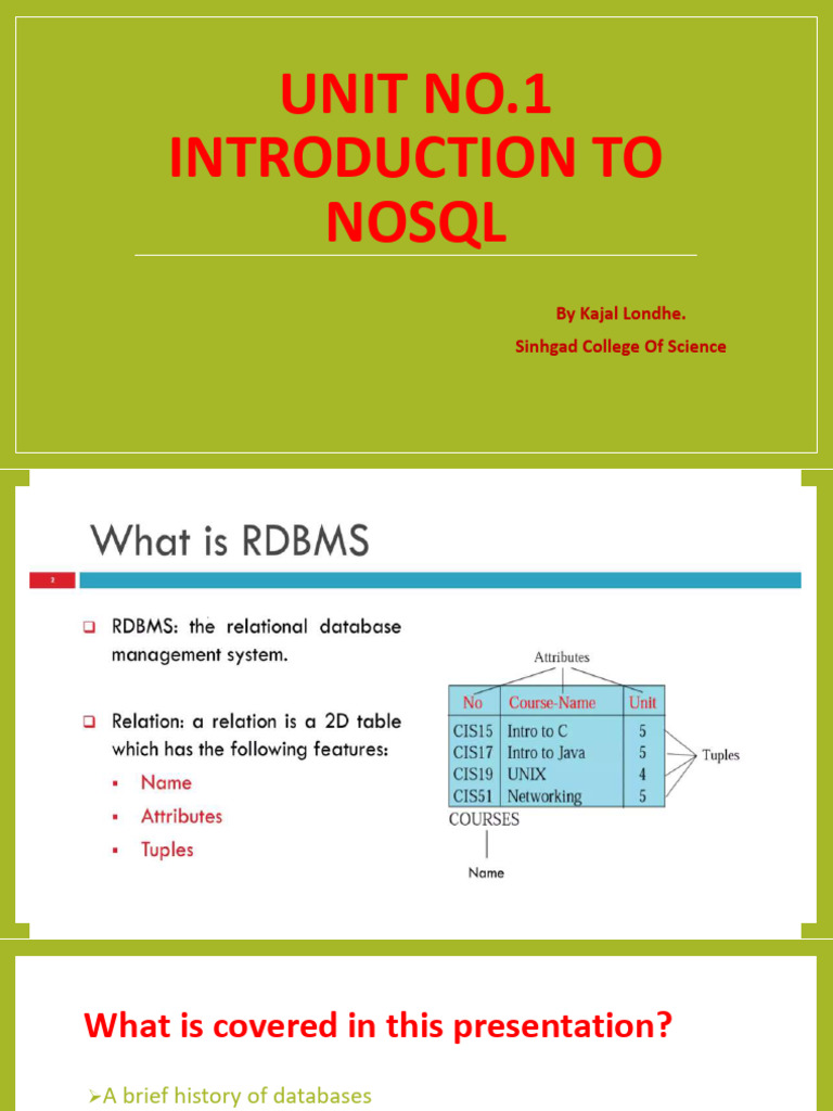 Unit No 1 | PDF | No Sql | Databases