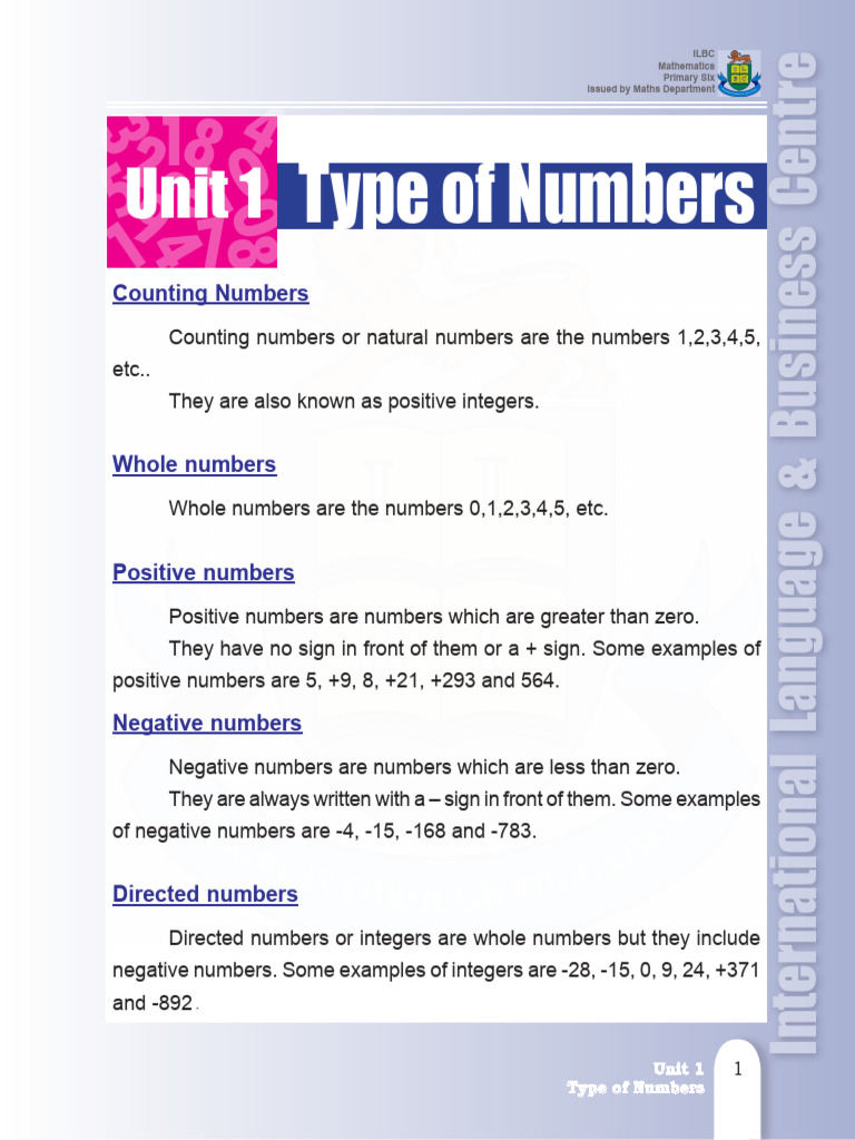 Primary Six Mathematics: Types of Numbers | PDF | Teaching Methods ...