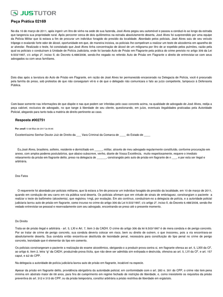 Peca relaxamento de prisao em flagrante versao 2 pdf
