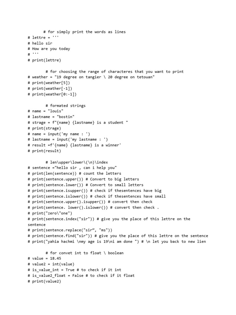 For simply print the words as lines pdf