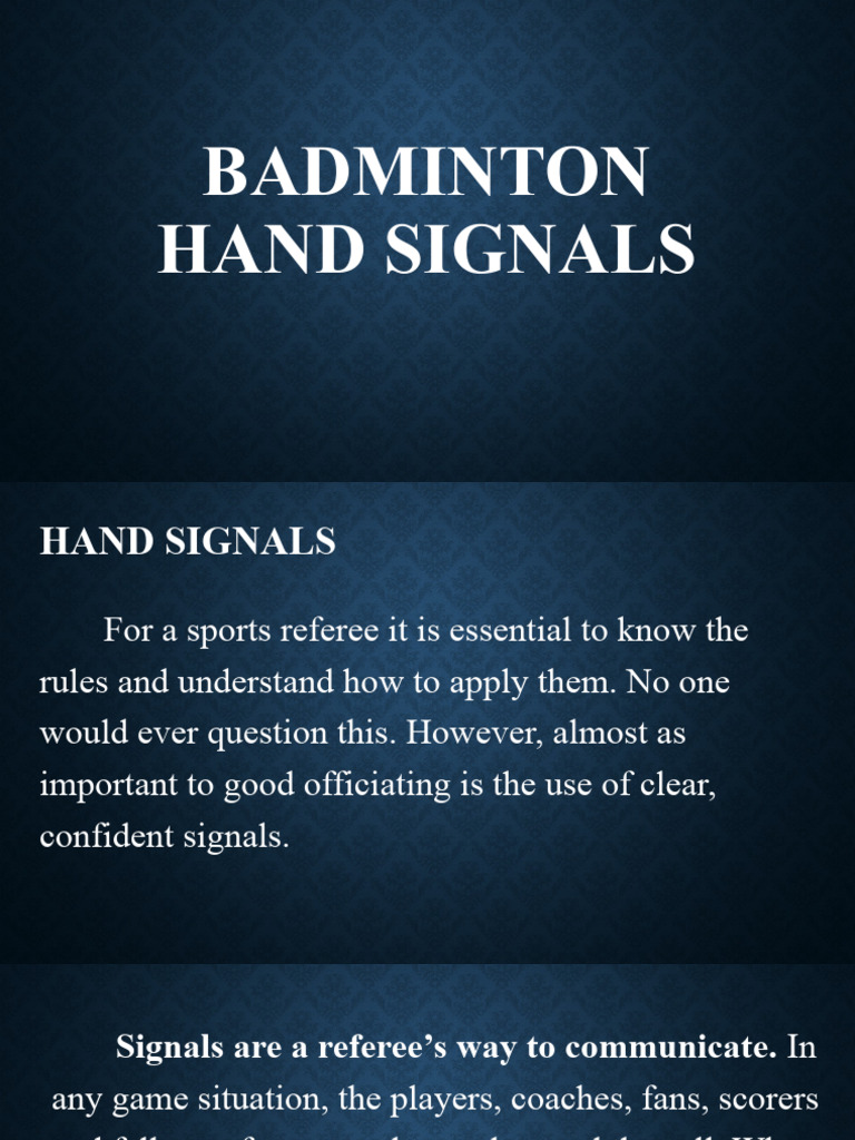 Badminton Hand Signals PDF Referee Sports