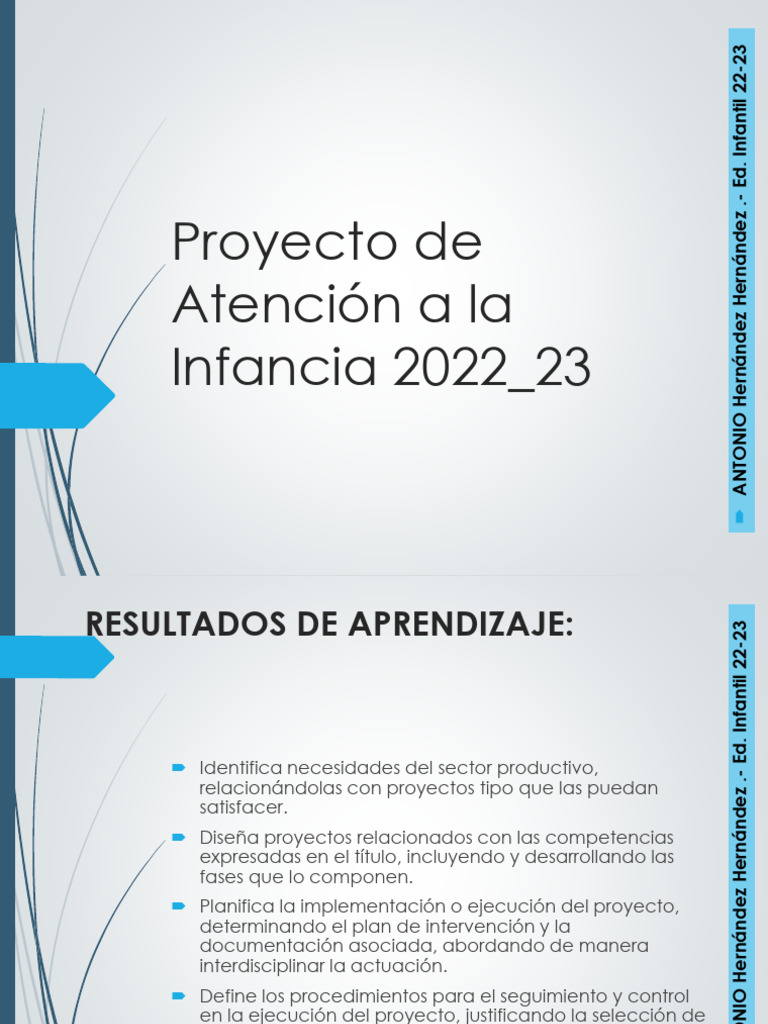Proyecto de Atención A La Infancia 2022 - 23 | PDF
