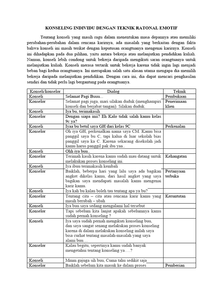 Konseling Individu Dengan Teknik Ratonal Emotif | PDF