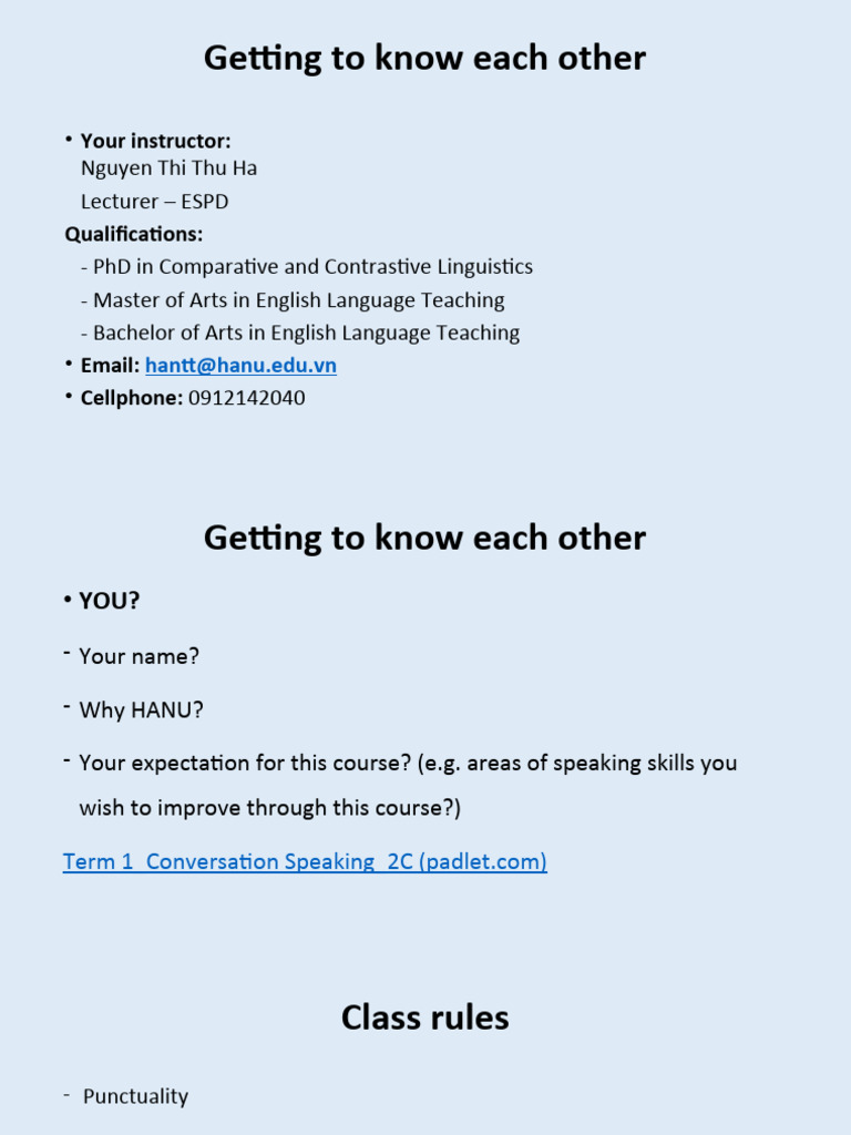 Course Introduction and Class Guidelines | PDF | Language Arts & Discipline