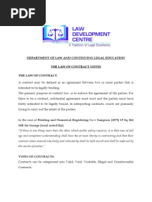 LDC Notes On Law of Contract - Diploma in Law-2021