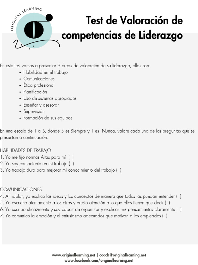 Test de Competencias de Liderazgo | PDF | Toma de decisiones | Liderazgo