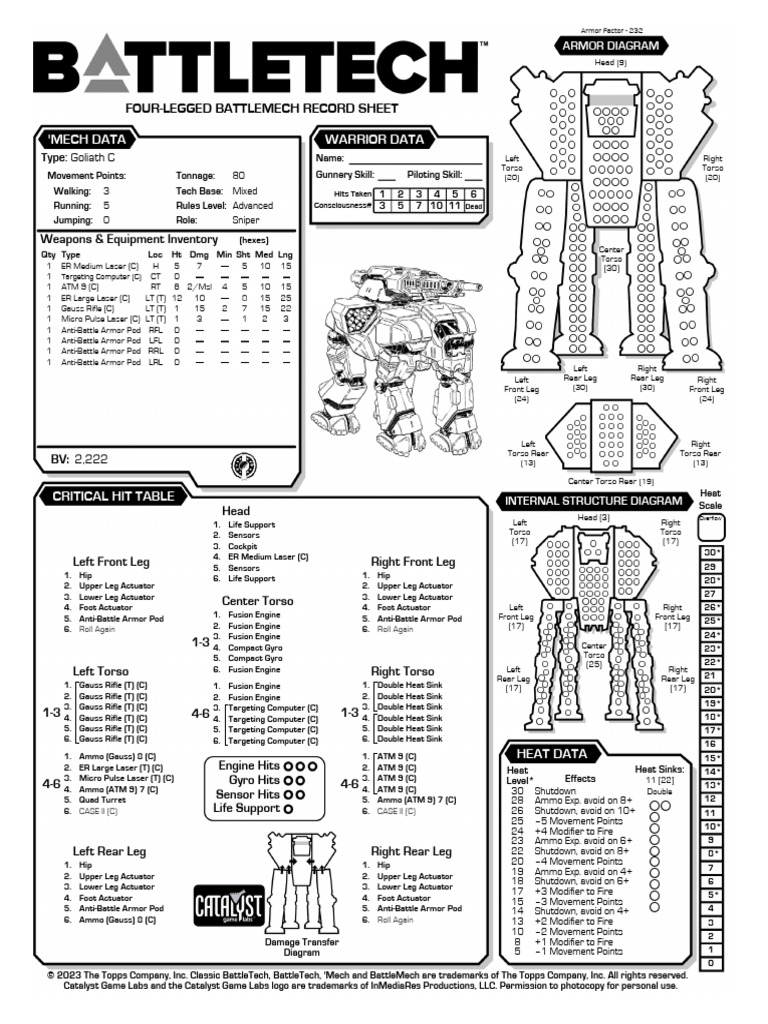 Goliath C | PDF | Battle Tech