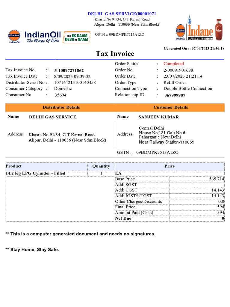 Delhi Gas Bill PDF Government Finances Taxes