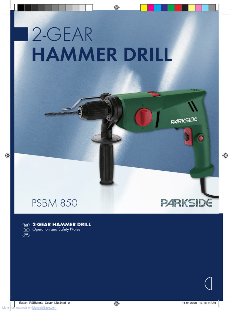 PSBM 850 Hammer Drill Manual | PDF | Drill | Ac Power Plugs And Sockets