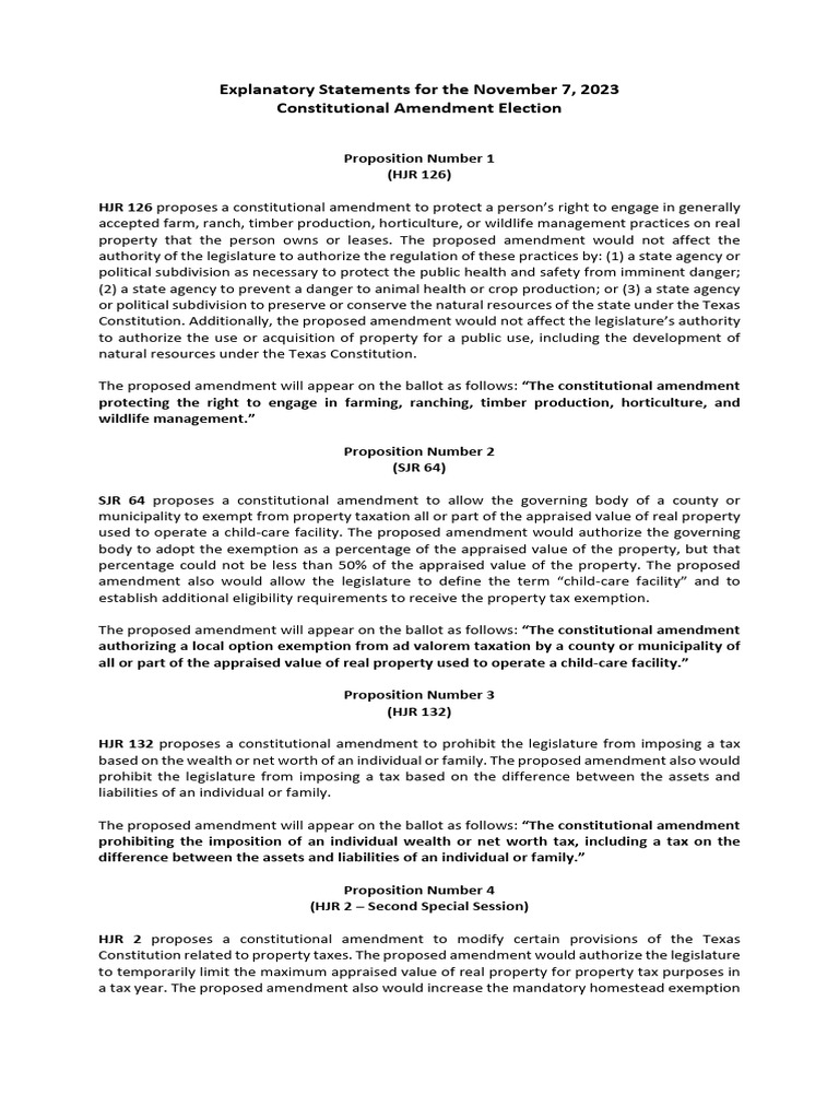Explanatory Statements For The November 7, 2023 | PDF