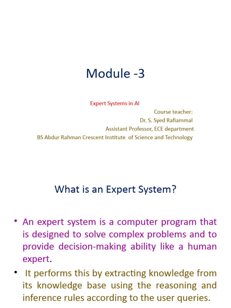 Design of Expert System in Artificial Intelligence | PDF | Artificial ...