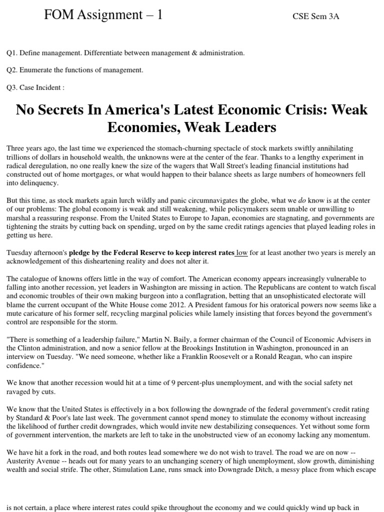 Economic Crisis | PDF | Financial Crisis Of 2007–2008 | Interest Rates