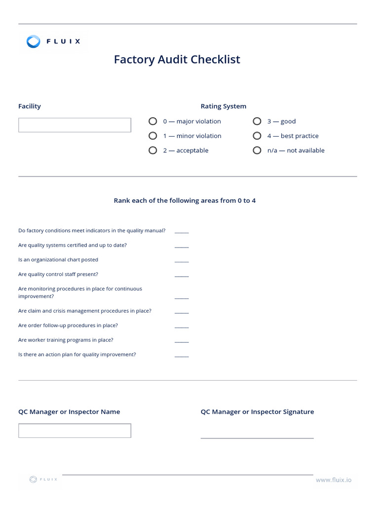 Factory Audit Checklist PDF