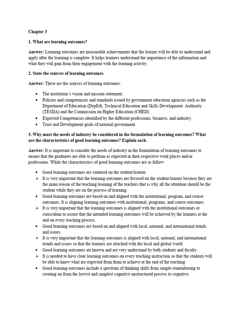 Understanding Learning Outcomes and Assessments | PDF | Business