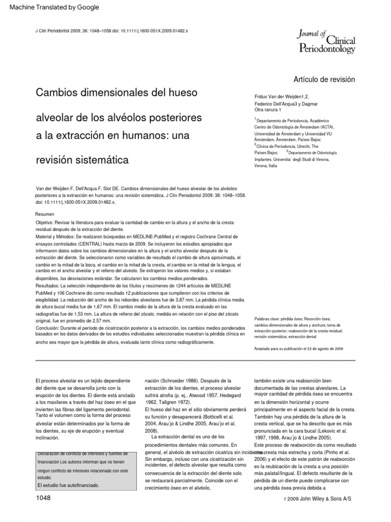 Alveolar Bone Dimensional Changes of Post Extraction Sockets in | PDF ...