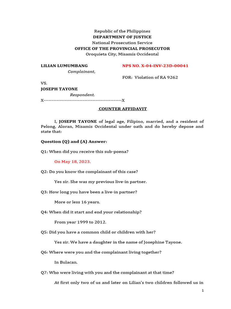 Counter Affidavit PDF