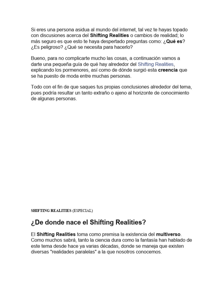Que es el cambio de realidad o shifting pdf multiverso realidad