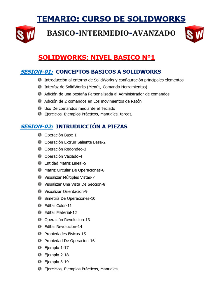 Curso SolidWorks: Básico a Avanzado | PDF