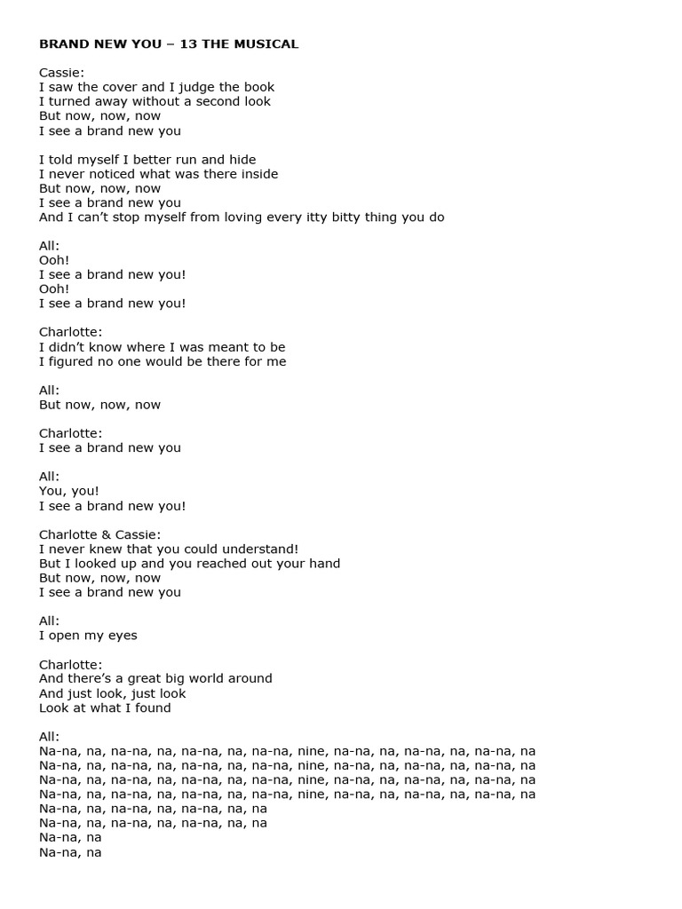 Brandnewyou 13themusical Pdf