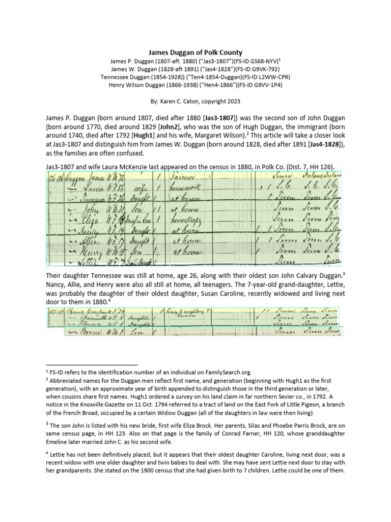 James Duggan of Polk Co., TN PDF