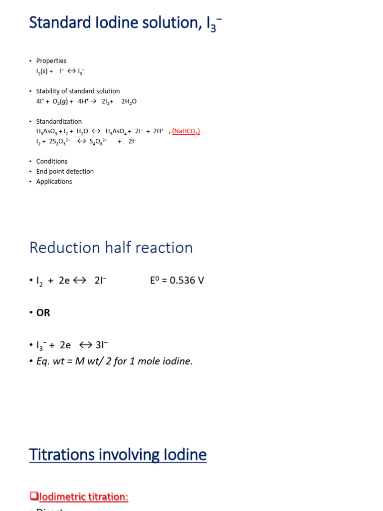 Iodine Titrations PDF Titration Chemistry
