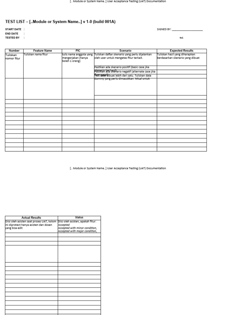 Dokumen UAT untuk [Nama Modul] | PDF