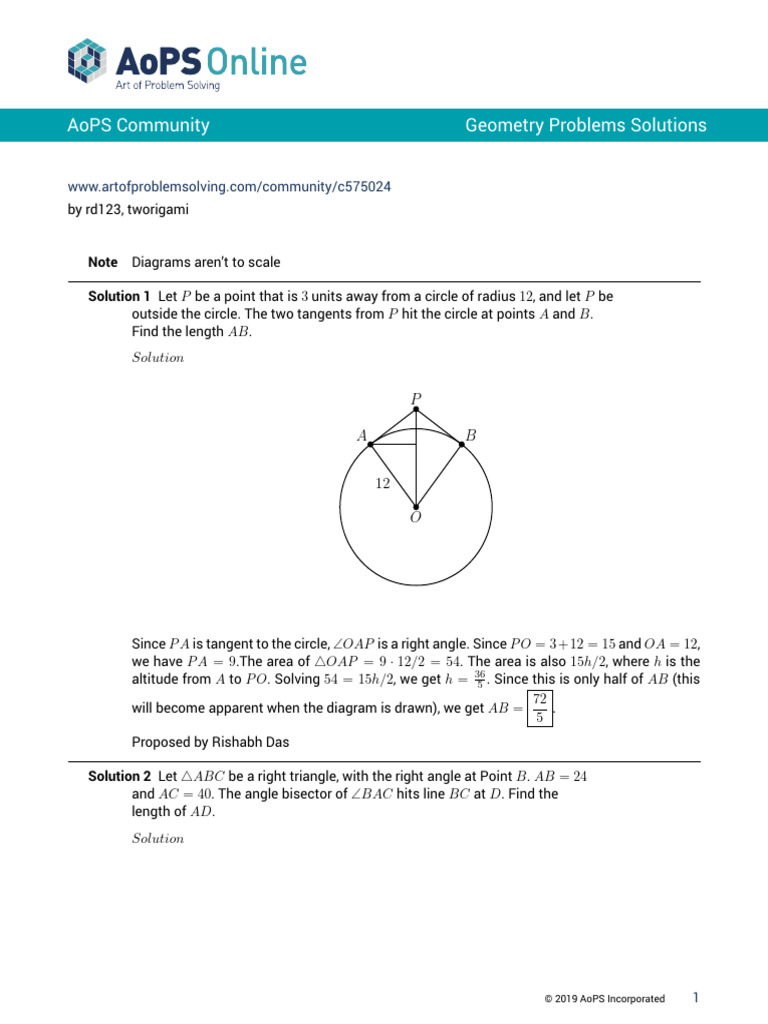 Aops community geometry problems solutions note solution 1 pdf