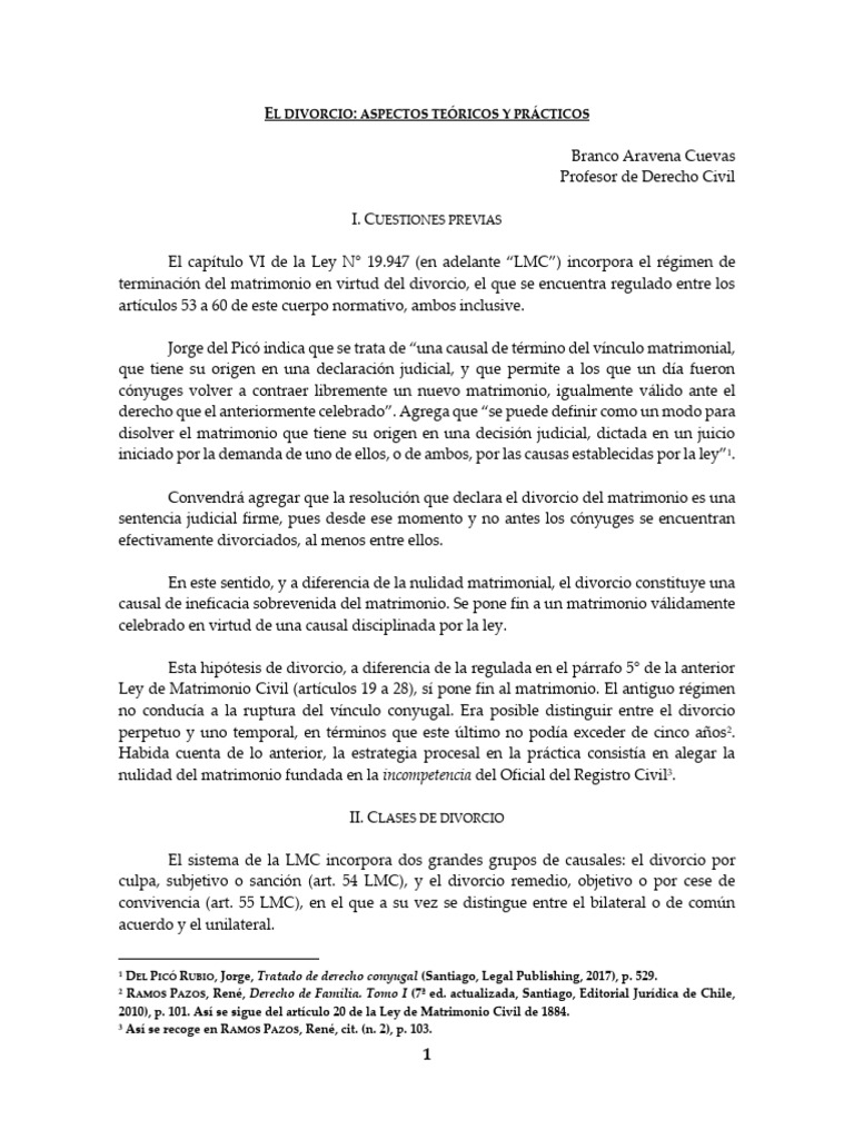 Tipos y Causales de Divorcio en Chile | PDF | Divorcio | Evidencia (ley)