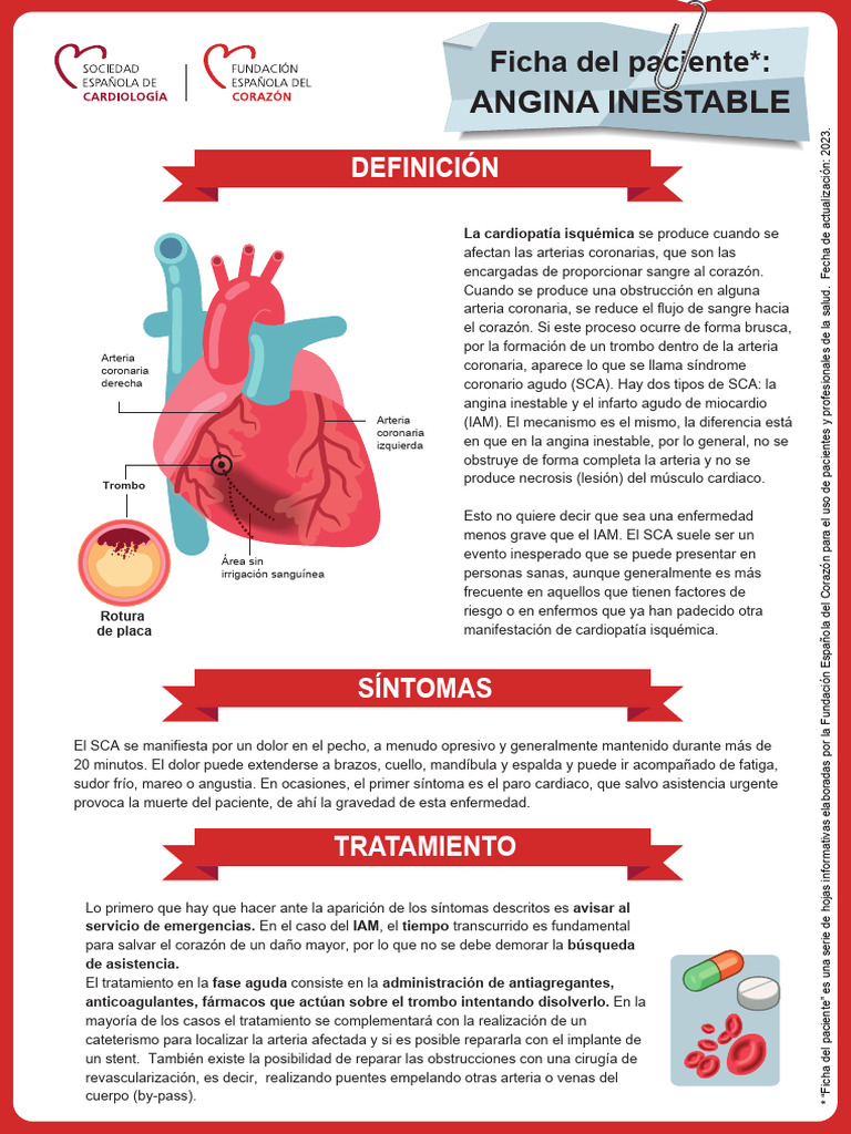 Ficha Angina Inestable | PDF | Infarto de miocardio | Causas de la muerte