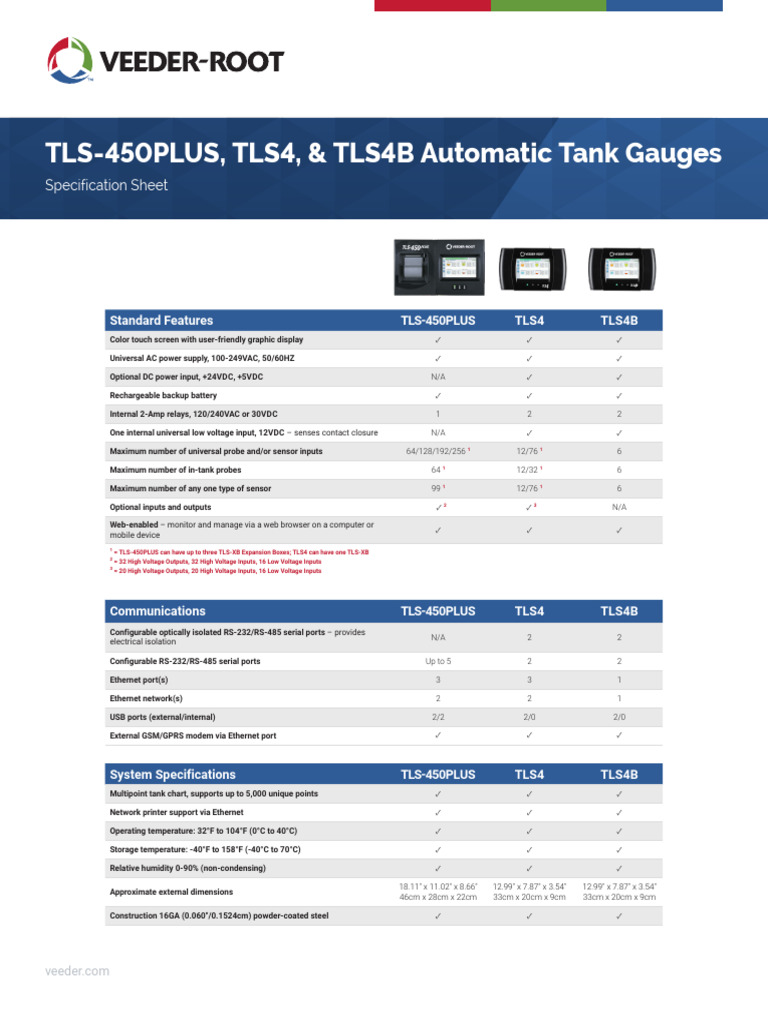 TLS-450PLUS, TLS4, & TLS4B Specs | PDF | Information And Communications ...