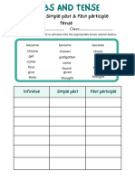 Simple Green Verb Activity Past Present and Future Tense English Worksheet