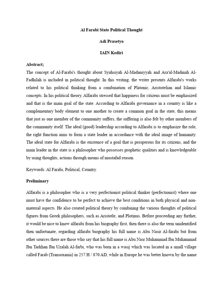 Al Farabi State Political Thought | PDF