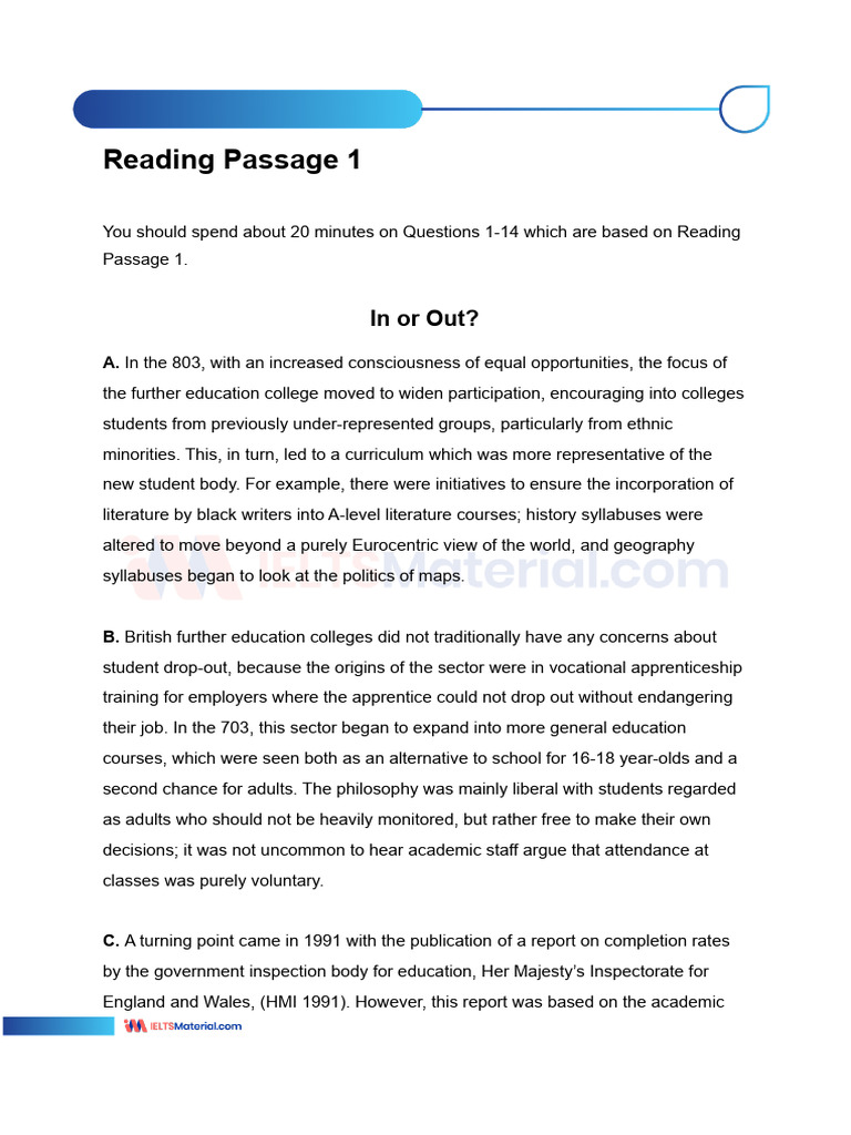 In or Out IELTS Reading Answer | PDF | Apprenticeship
