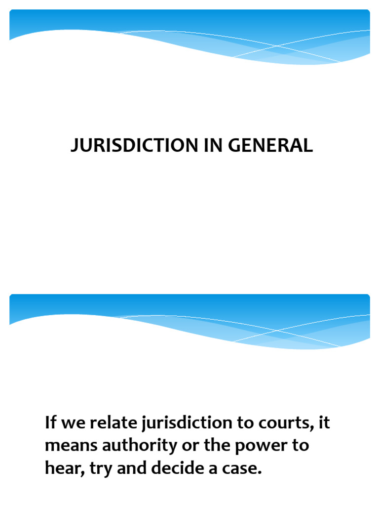 Jurisdiction in General PDF
