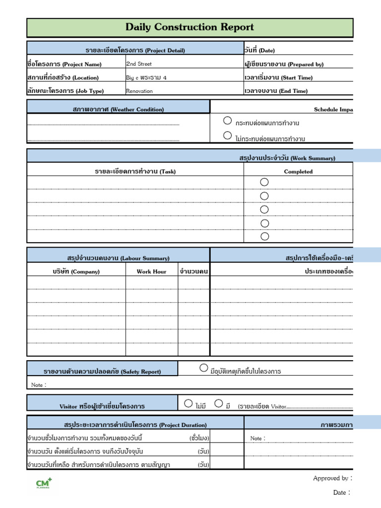 Daily Report CM Planning Plus PDF